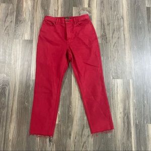 abercrombie red high waist cropped jeans